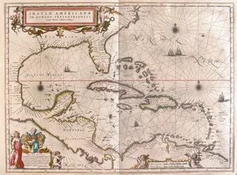 Karibien, Honduras og Florida, i #39;Theatrum Orbis Terrarum, sive Atlas Novus#39; av Willem Blaeu, Amsterdam