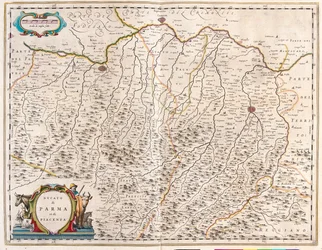 Byene Parma og Piacenza, Italia, i #39;Theatrum Orbis Terrarum, sive Atlas Novus#39; av Willem Blaeu, Amsterdam