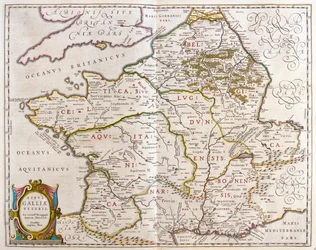 Land i det gamle Frankrike, i #39;Theatrum Orbis Terrarum, sive Atlas Novus#39; av Willem Blaeu, Amsterdam