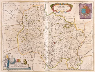Department of Lot River - Languedoc - Quercy, i #39;Theatrum Orbis Terrarum, sive Atlas Novus#39; av Willem Blaeu, Amsterdam