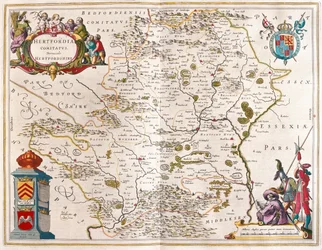 Hertfordshire, i #39;Theatrum Orbis Terrarum, sive Atlas Novus#39; av Willem Blaeu, Amsterdam