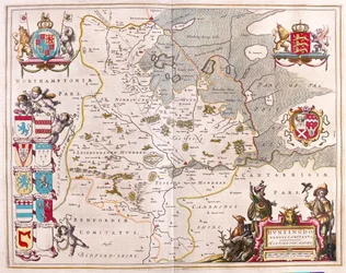 Huntingtonshire, i #39;Theatrum Orbis Terrarum, sive Atlas Novus#39; av Willem Blaeu, Amsterdam