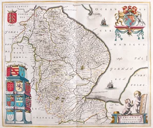 Lincolnshire, i #39;Theatrum Orbis Terrarum, sive Atlas Novus#39; av Willem Blaeu, Amsterdam