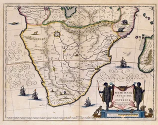 Kart over Etiopia og Sør-Afrika. (gravering