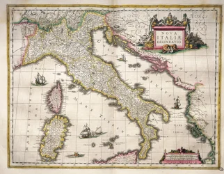 Kart over Italia, fra Theatrum Orbis Terrarum av Willem Blaeu, Amsterdam