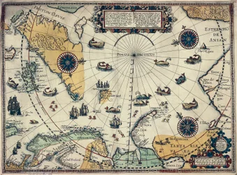 Kart over polare områder, av den nederlandske kartografen Willem Janszoon Blaeu (1571-1638)