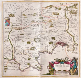 Middlesex, i #39;Theatrum Orbis Terrarum, sive Atlas Novus#39; av Willem Blaeu, Amsterdam