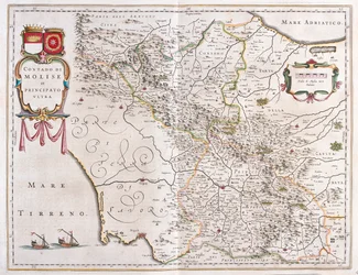 Molise, Benevento, Avellino, Italia, i #39;Theatrum Orbis Terrarum, sive Atlas Novus#39; av Willem Blaeu, Amsterdam