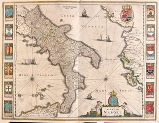 Napoli, Italia, i #39;Theatrum Orbis Terrarum, sive Atlas Novus#39; av Willem Blaeu, Amsterdam