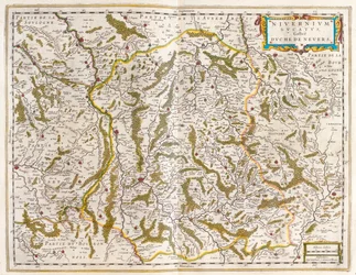 Nivernais, Nievre, i #39;Theatrum Orbis Terrarum, sive Atlas Novus#39; av Willem Blaeu, Amsterdam