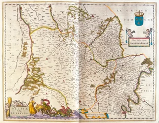 Nord-Frankrike, Beausset, i #39;Theatrum Orbis Terrarum, sive Atlas Novus#39; av Willem Blaeu, Amsterdam