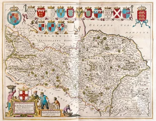 Nord-delen av Yorkshire, i #39;Theatrum Orbis Terrarum, sive Atlas Novus#39; av Willem Blaeu, Amsterdam