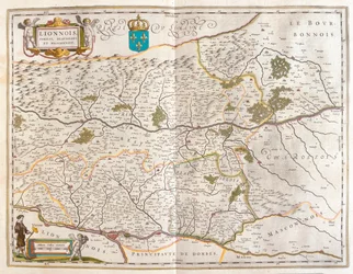 Det nordlige området av Lyon, i #39;Theatrum Orbis Terrarum, sive Atlas Novus#39; av Willem Blaeu, Amsterdam