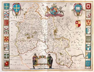 Oxfordshire, i #39;Theatrum Orbis Terrarum, sive Atlas Novus#39; av Willem Blaeu, Amsterdam