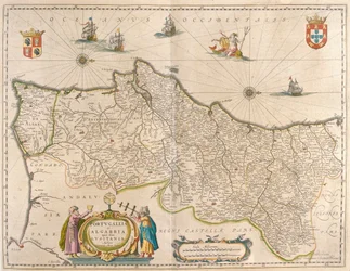 Portugal og Algarve, i #39;Theatrum Orbis Terrarum, sive Atlas Novus#39; av Willem Blaeu, Amsterdam