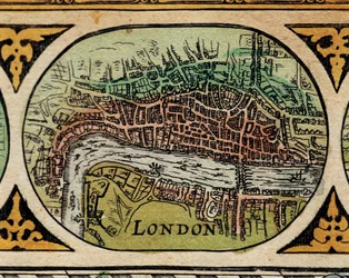 "" Representasjon av City of London "" Detalj av et verdenskart i "" The Theatre of the World "" av Willem Janszoon Blaeu (1571-1638)