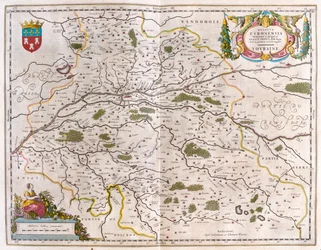 River Loire-dalen med by (Bloise, Amboise) - touraine, i #39;Theatrum Orbis Terrarum, sive Atlas Novus#39; av Willem Blaeu, Amsterdam