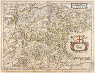 Savoie, Genève og Lemansjøen, Grenoble, i #39;Theatrum Orbis Terrarum, sive Atlas Novus#39; av Willem Blaeu, Amsterdam