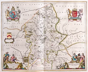 Staffordshire, n #39;Theatrum Orbis Terrarum, sive Atlas Novus#39; av Willem Blaeu, Amsterdam