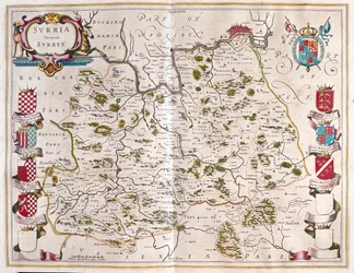 Surrey, i #39;Theatrum Orbis Terrarum, sive Atlas Novus#39; av Willem Blaeu, Amsterdam