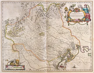 Treviso, Italia, i #39;Theatrum Orbis Terrarum, sive Atlas Novus#39; av Willem Blaeu, Amsterdam