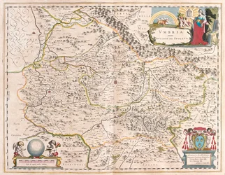 Umbria, Italia, i #39;Theatrum Orbis Terrarum, sive Atlas Novus#39; av Willem Blaeu, Amsterdam