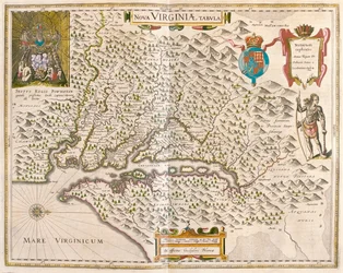 Virginia, og Chesapeake-regionen, i #39;Theatrum Orbis Terrarum, sive Atlas Novus#39; av Willem Blaeu, Amsterdam