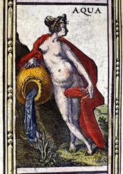 Vann, et av de fire elementene, representert i Atlas of W. Blaeu trykt i Amsterdam i 1655.