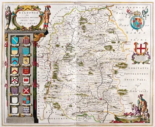 Wilshire, i #39;Theatrum Orbis Terrarum, sive Atlas Novus#39; av Willem Blaeu, Amsterdam