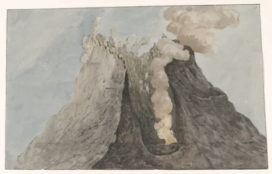 Innside av krater Etna Innvendig utsikt over Etna-krateret (tittel på objekt) Reiser i Italia, Sicilia og Malta - 1778 (serietittel)