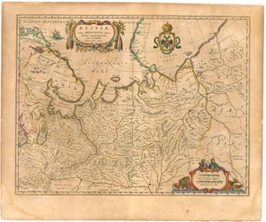 Kart over Russland Fra: Verdenskart..., 1645