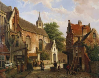 En gatescene i Delft