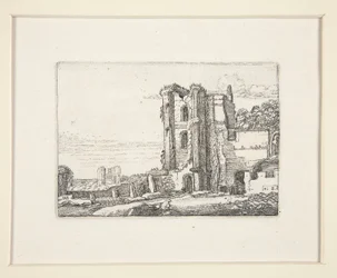 Ødelagt tårn rett for sentrum, plate 2 fra The Set of the Landscapes