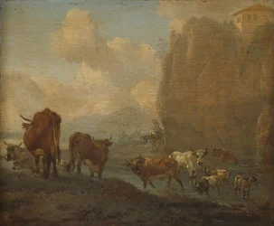 Husdyr ved en elv