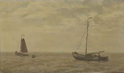 Sjølandskap med fiskebåter