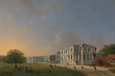 Front View of Buitenzorg Palace during the Earthquake of 10 October 1834 Front View of Buitenzorg Palace after the Earthquake of 10 October 1834   1392780   no       norwegian Successfully Translated  Original: "Portræt af digteren Kaalund" Translat: "Port