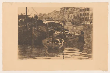 Torvskip i Oude Schans i Amsterdam
