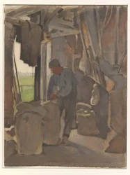 Mølleren fyller sekker