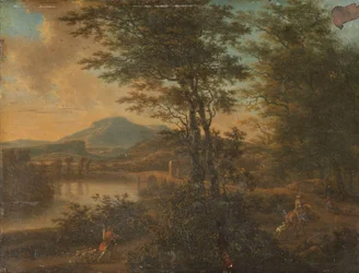 Italiensk landskap ved solnedgang