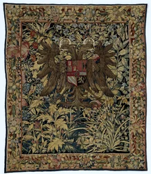 Tapet med armene til keiser Charles V Verdure med våpenskjoldet til keiser Charles V