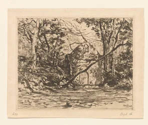Ruin i en skog Ruin med rykket tre (Lage Vuursche) (original tittel)