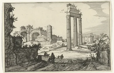 Temple of Castor og Pollux og Basilica of Constantine Romerske ruiner og kystlandskap (serie 1) (serietittel)