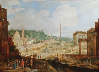 Roma, Piazza del Popolo, ca. 1612 (olje på panel)