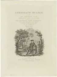 Sittende reisende og en gutt i et landskap Tittelside for: J.G. Tobler, Ferdinand Dulder, 1838