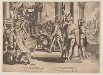 Allegori om rettferdighet, lovens hellighet, plate 12 fra Rettferdighetens troner (Thronus Iustitiae)