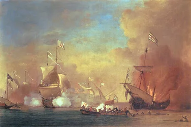 Barbary-pirater som angriper et spansk skip