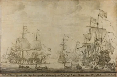 Krigsråd ombord i De syv provinser, flaggskipet til Michiel Adriaensz de Ruyter, 10. juni 1666, før de fire dagers kamp: episode fra den andre anglo-nederlandske krigen