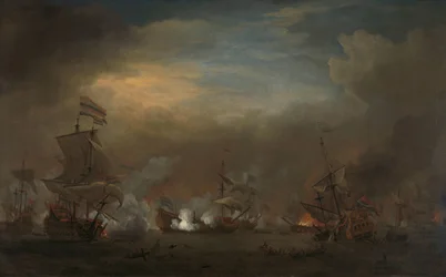 Møte under slaget ved Kijkduin Sjøslag mellom Cornelis Tromp på Gouden Leeuw og Sir Edward Spragg om kongeprinsen under slaget ved Kijkduin (slaget ved Texel), 21. august 1673: episode fra den tredje anglo-nederlandske krigen