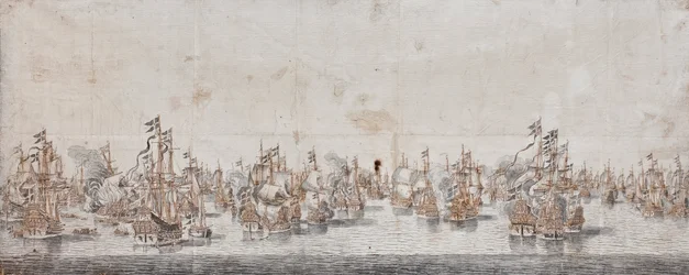 Slaget ved Fehmarn, ca. 1650 (blekk og vask på papir)
