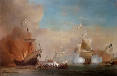 Pirater angriper et skip fra den britiske marinen, 17. århundre